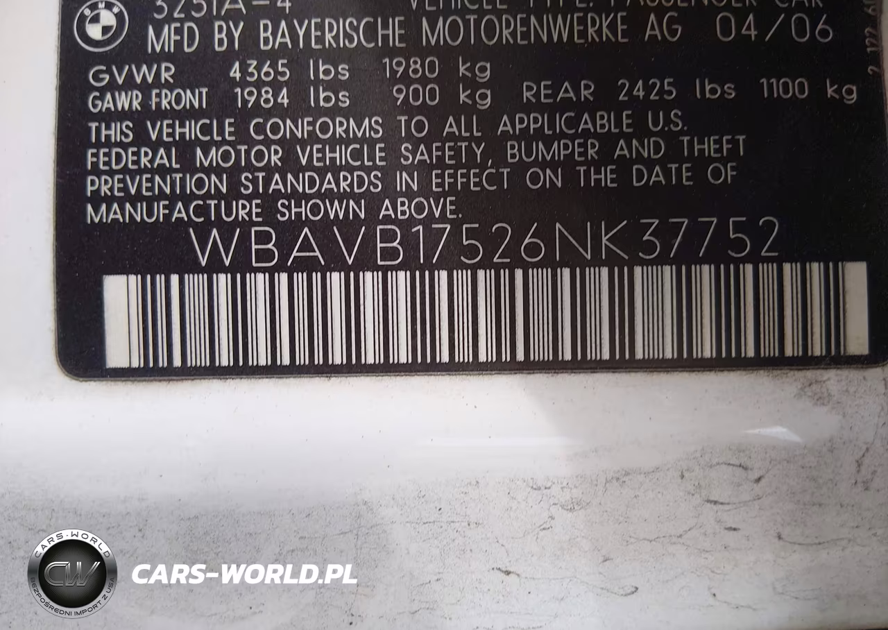 2006 BMW 325I VIN:WBAVB17526NK37752 - 9