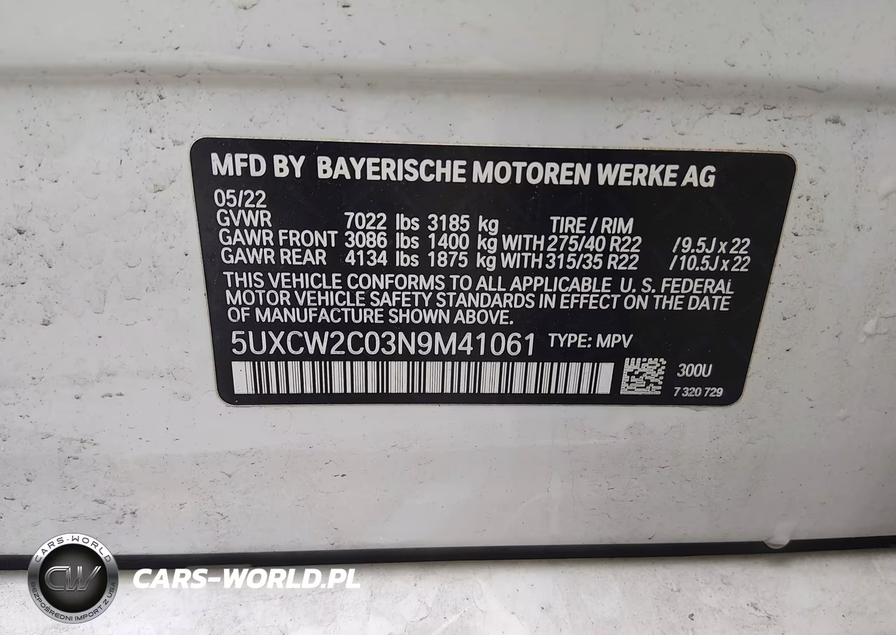 2022 BMW X7 xDrive40I VIN:5UXCW2C03N9M41061 - 9