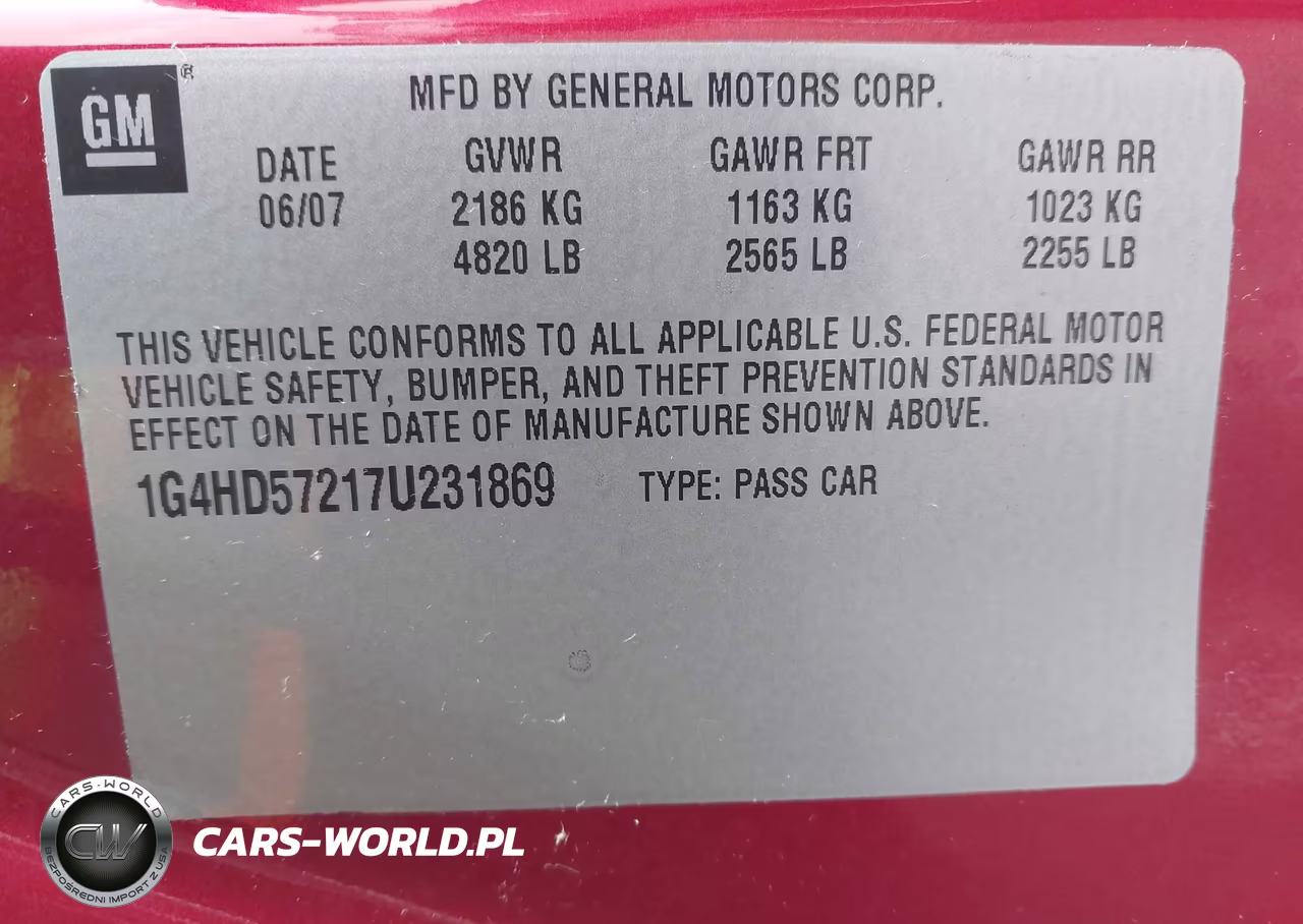 2007 Buick Lucerne Cxl VIN:1G4HD57217U231869 - 9