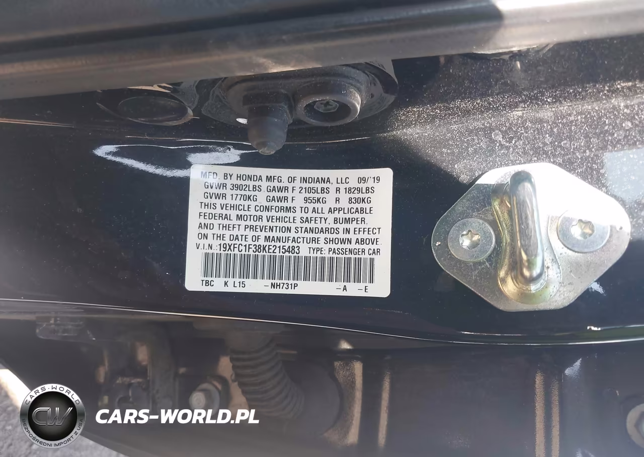 2019 Honda Civic Ex VIN:19XFC1F38KE215483 - 9