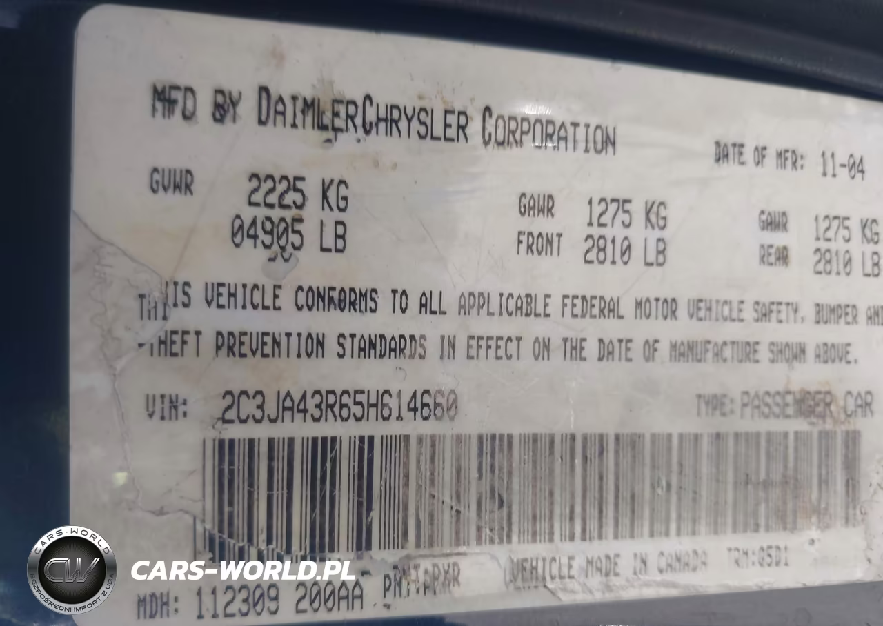 2005 Chrysler 300 VIN:2C3JA43R65H614660 - 9