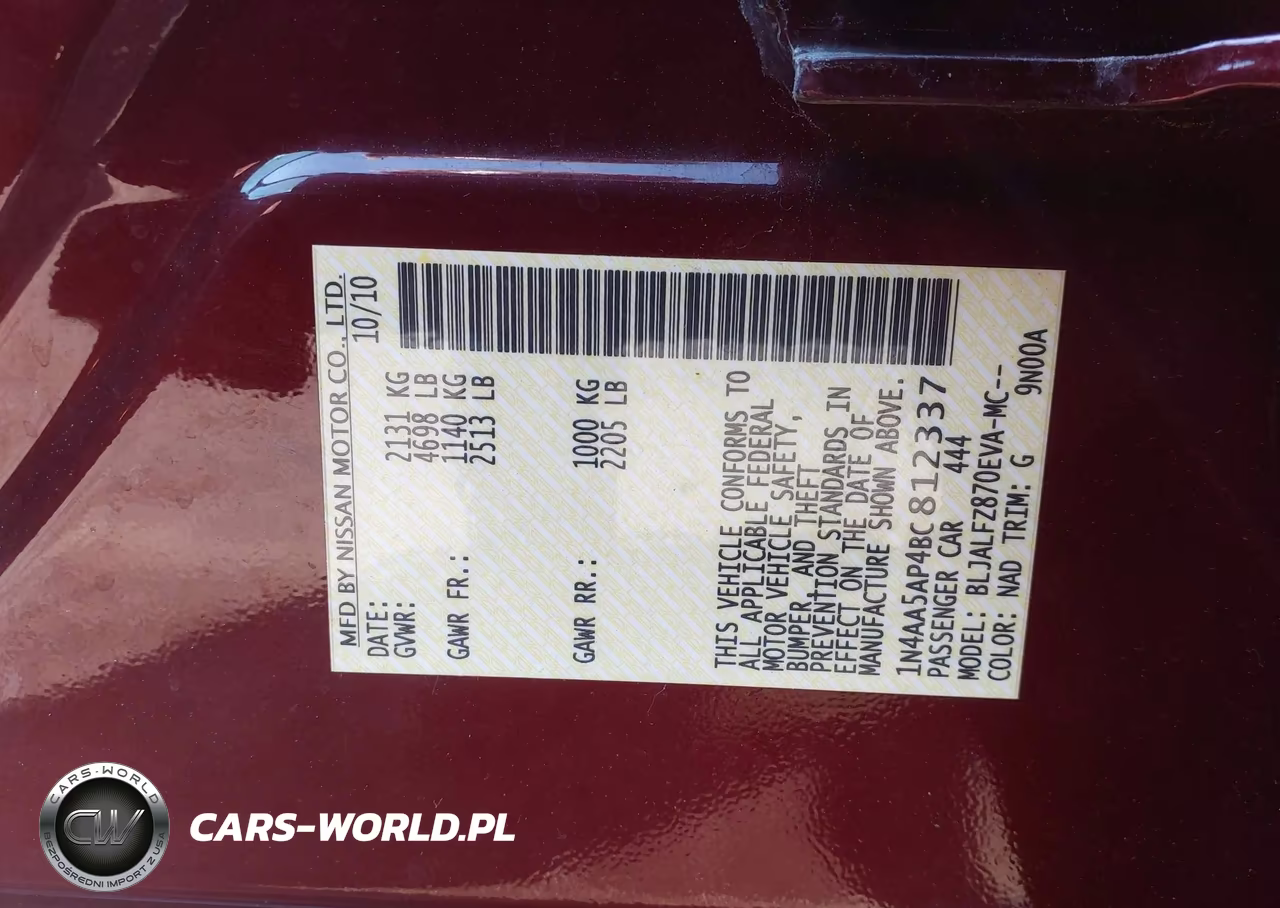 2011 Nissan Maxima 3.5 Sv VIN:1N4AA5AP4BC812337 - 9