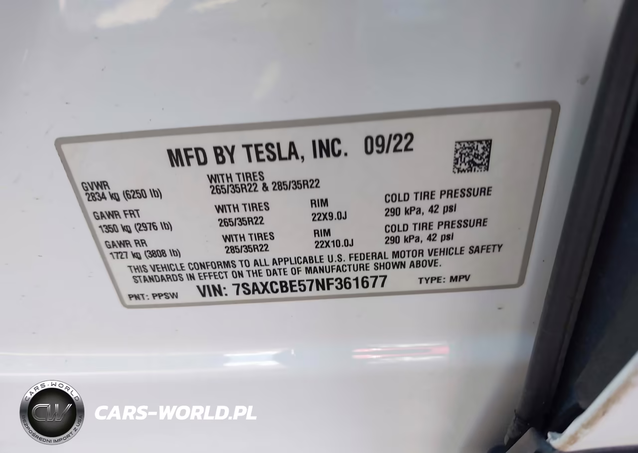 2022 Tesla Model X Dual Motor All-Wheel Drive VIN:7SAXCBE57NF361677 - 9