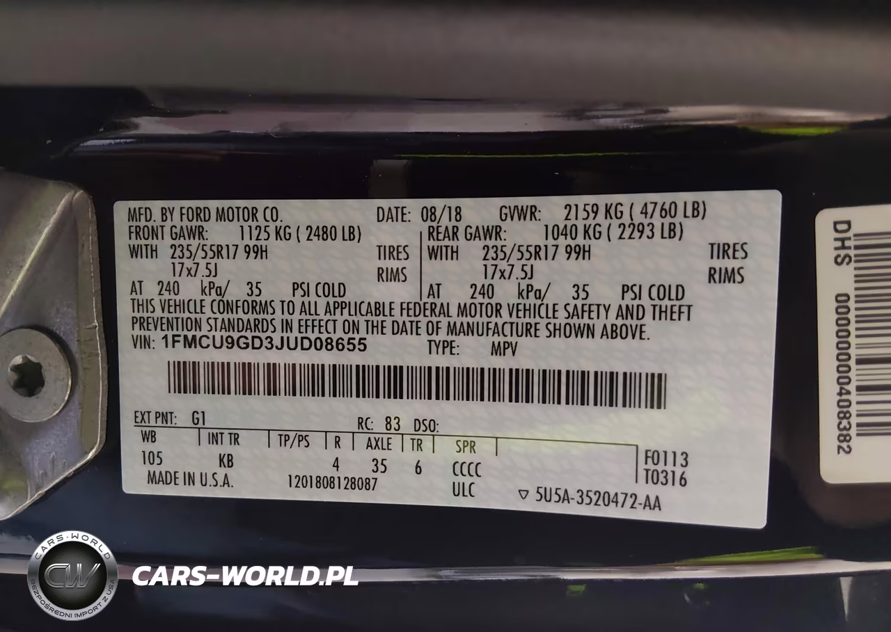 2018 Ford Escape Se VIN:1FMCU9GD3JUD08655 - 9