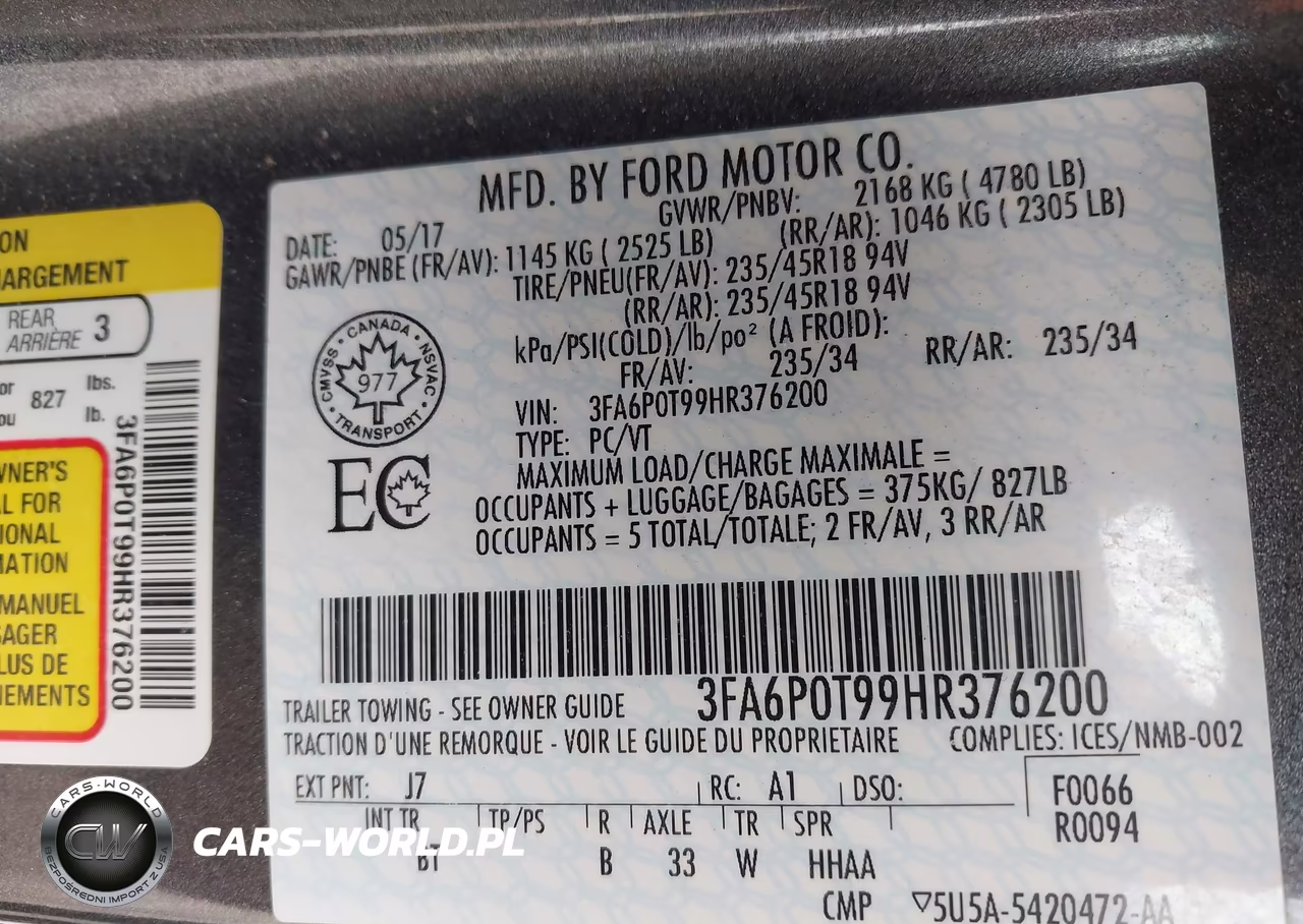 2017 Ford Fusion Se VIN:3FA6P0T99HR376200 - 9