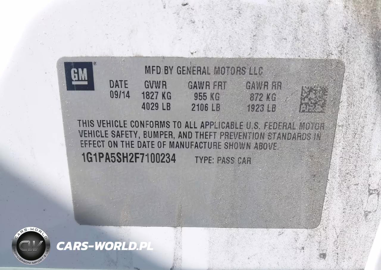 2015 Chevrolet Cruze Ls Auto VIN:1G1PA5SH2F7100234 - 9