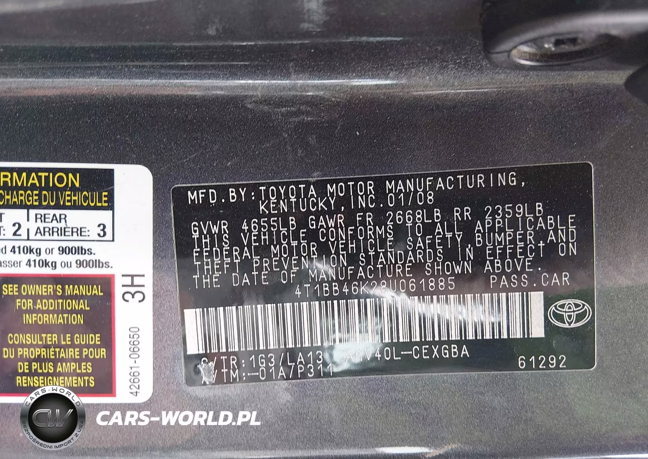 2008 Toyota Camry Hybrid VIN:4T1BB46K28U061885 - 9
