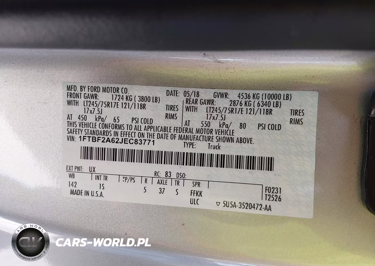2018 Ford F-250 Xl VIN:1FTBF2A62JEC83771 - 9