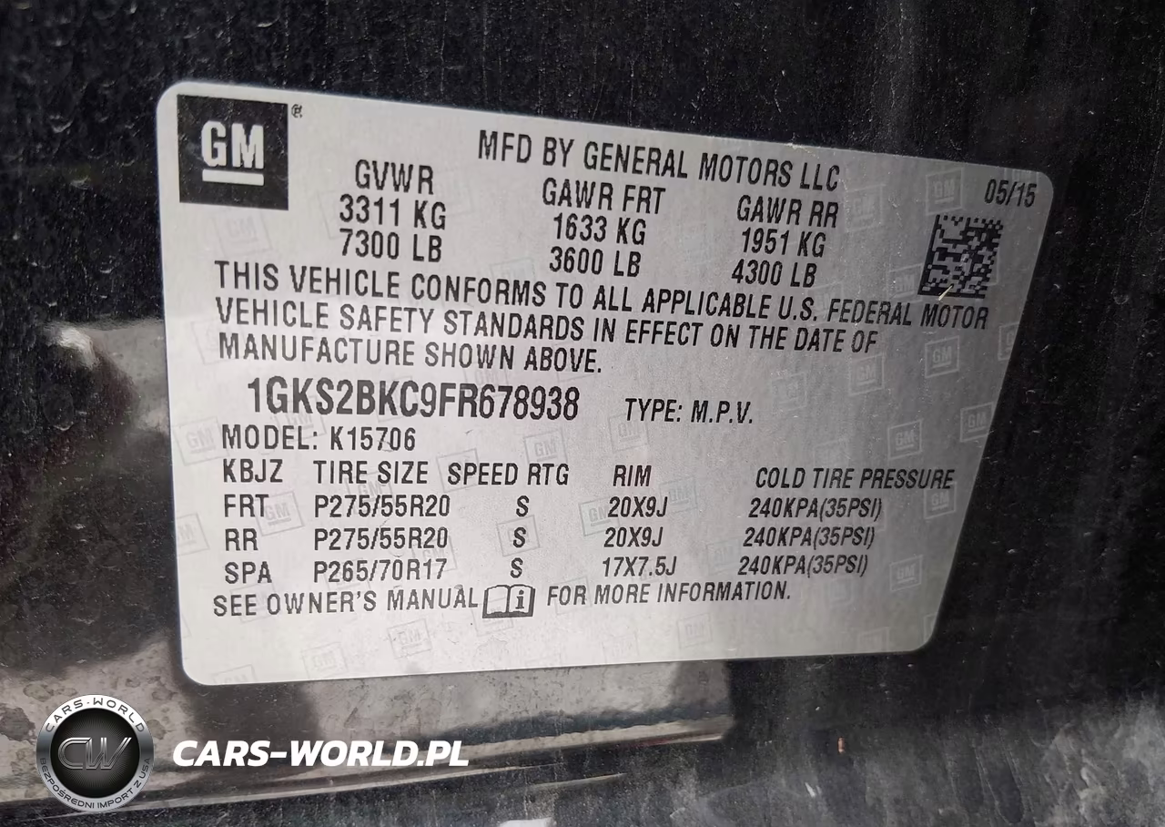 2015 GMC Yukon Slt VIN:1GKS2BKC9FR678938 - 9