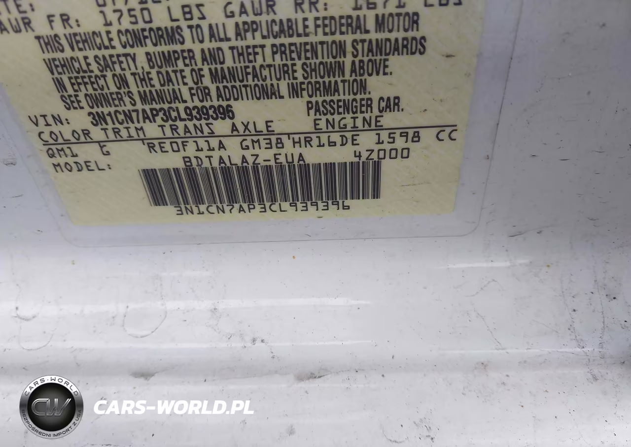 2012 Nissan Versa 1.6 S VIN:3N1CN7AP3CL939396 - 9