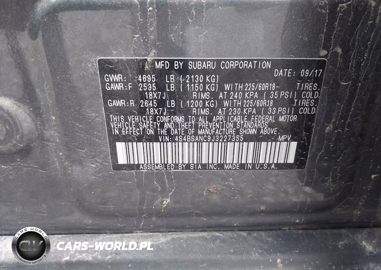 2018 Subaru Outback 2.5I Limited VIN:4S4BSANC9J3227355 - 9