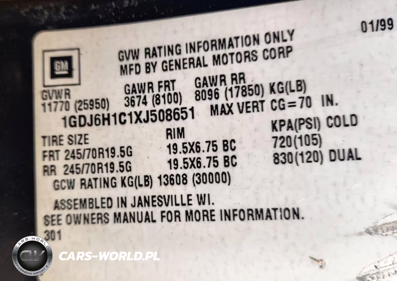 1999 GMC C-Series C6H042 VIN:1GDJ6H1C1XJ508651 - 9