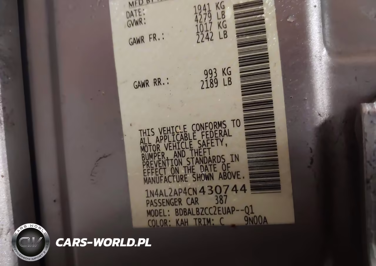 2012 Nissan Altima 2.5 S VIN:1N4AL2AP4CN430744 - 9