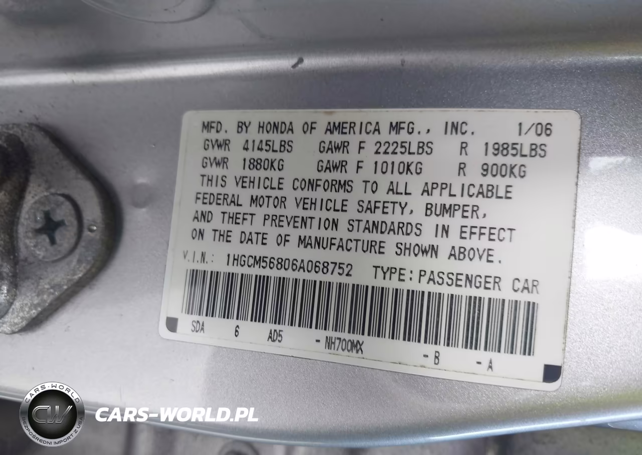 2006 Honda Accord 2.4 Ex VIN:1HGCM56806A068752 - 9
