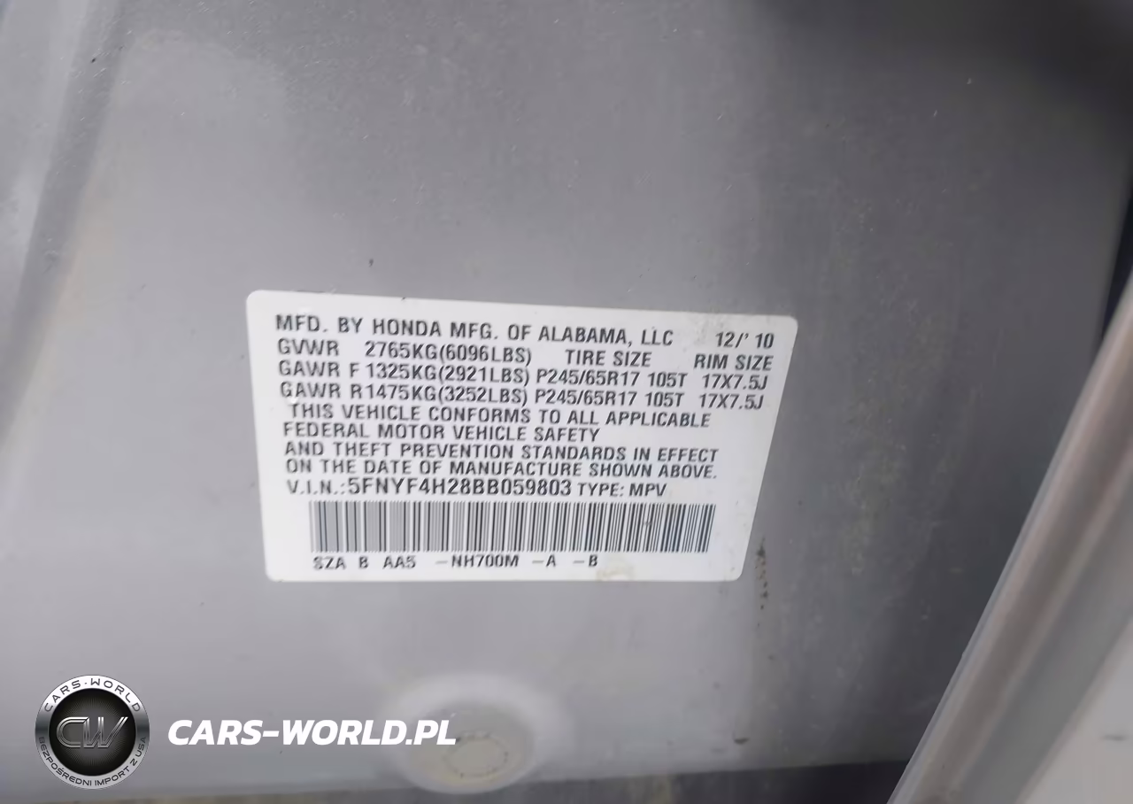 2011 Honda Pilot Lx VIN:5FNYF4H28BB059803 - 9