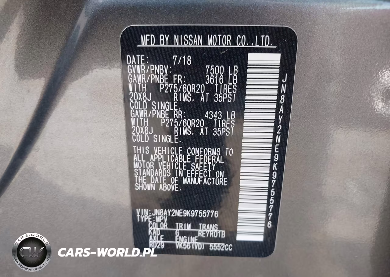 2019 Nissan Armada Platinum VIN:JN8AY2NE9K9755776 - 9