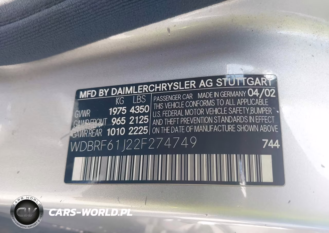 2002 Mercedes-Benz C 240 VIN:WDBRF61J22F274749 - 9