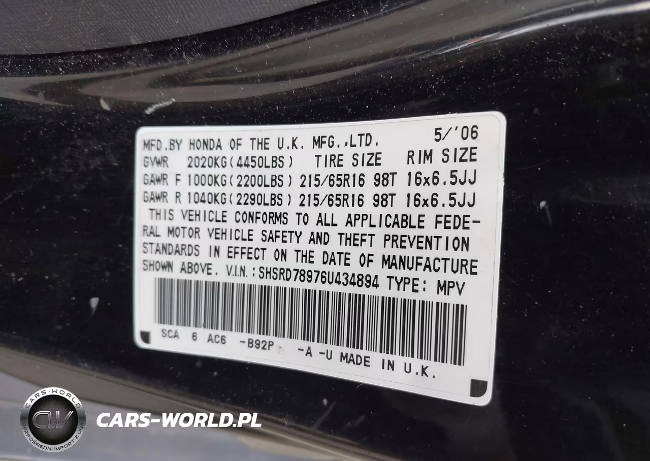 2006 Honda Cr-V Se VIN:SHSRD78976U434894 - 9