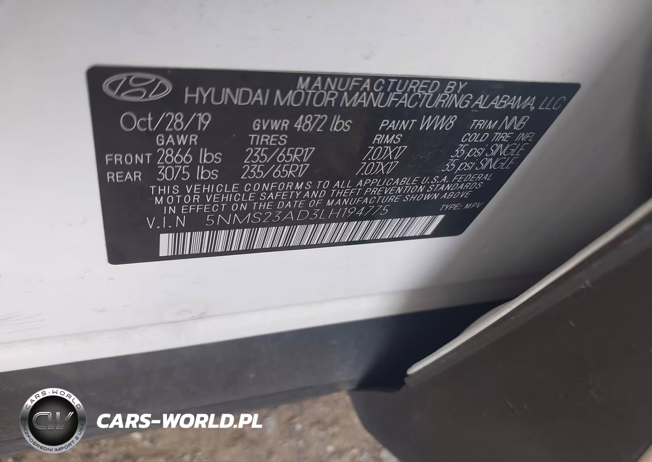 2020 Hyundai Santa Fe Se VIN:5NMS23AD3LH194775 - 9