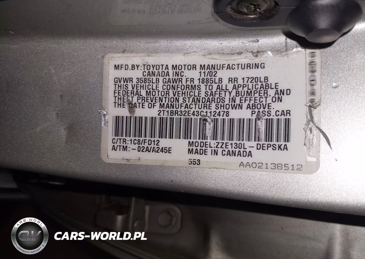 2003 Toyota Corolla S VIN:2T1BR32E43C112478 - 9