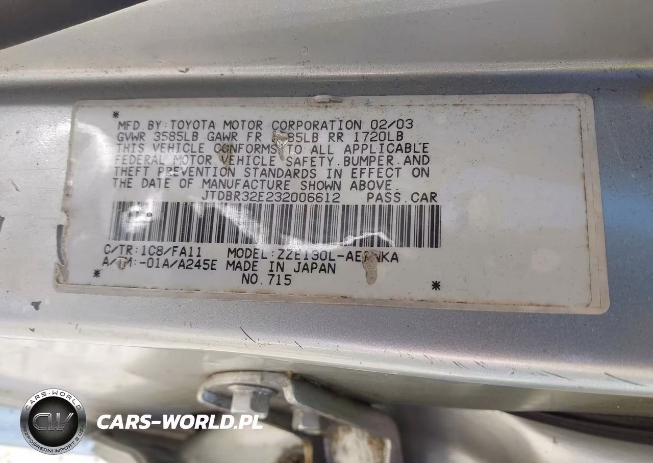 2003 Toyota Corolla Le VIN:JTDBR32E232006612 - 9