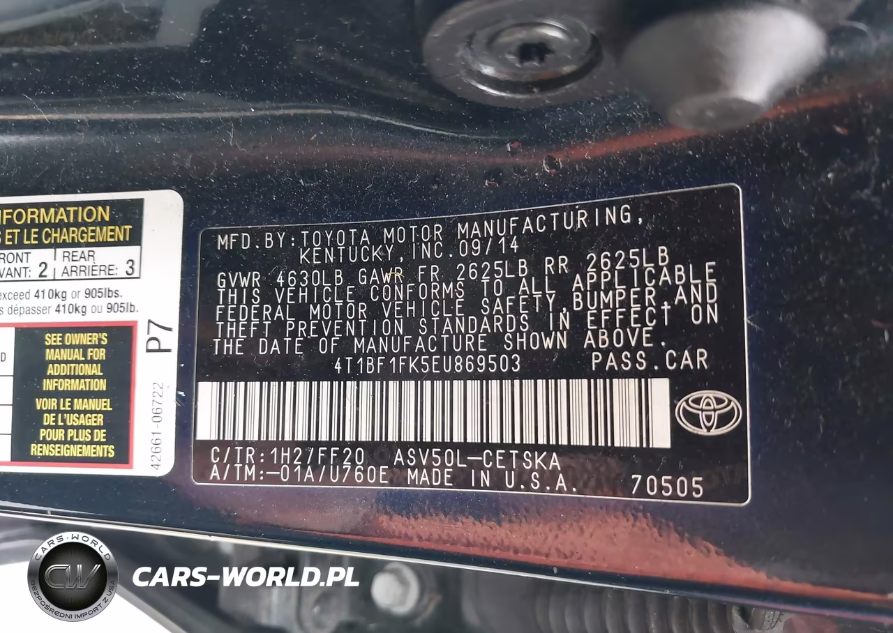 2014 Toyota Camry Se VIN:4T1BF1FK5EU869503 - 9