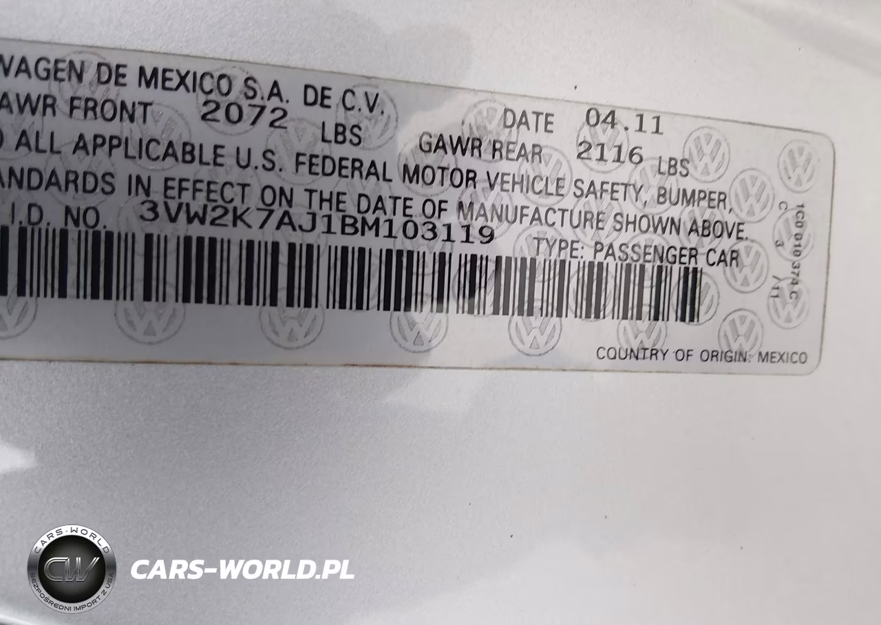 2011 Volkswagen Jetta 2.0L S VIN:3VW2K7AJ1BM103119 - 9