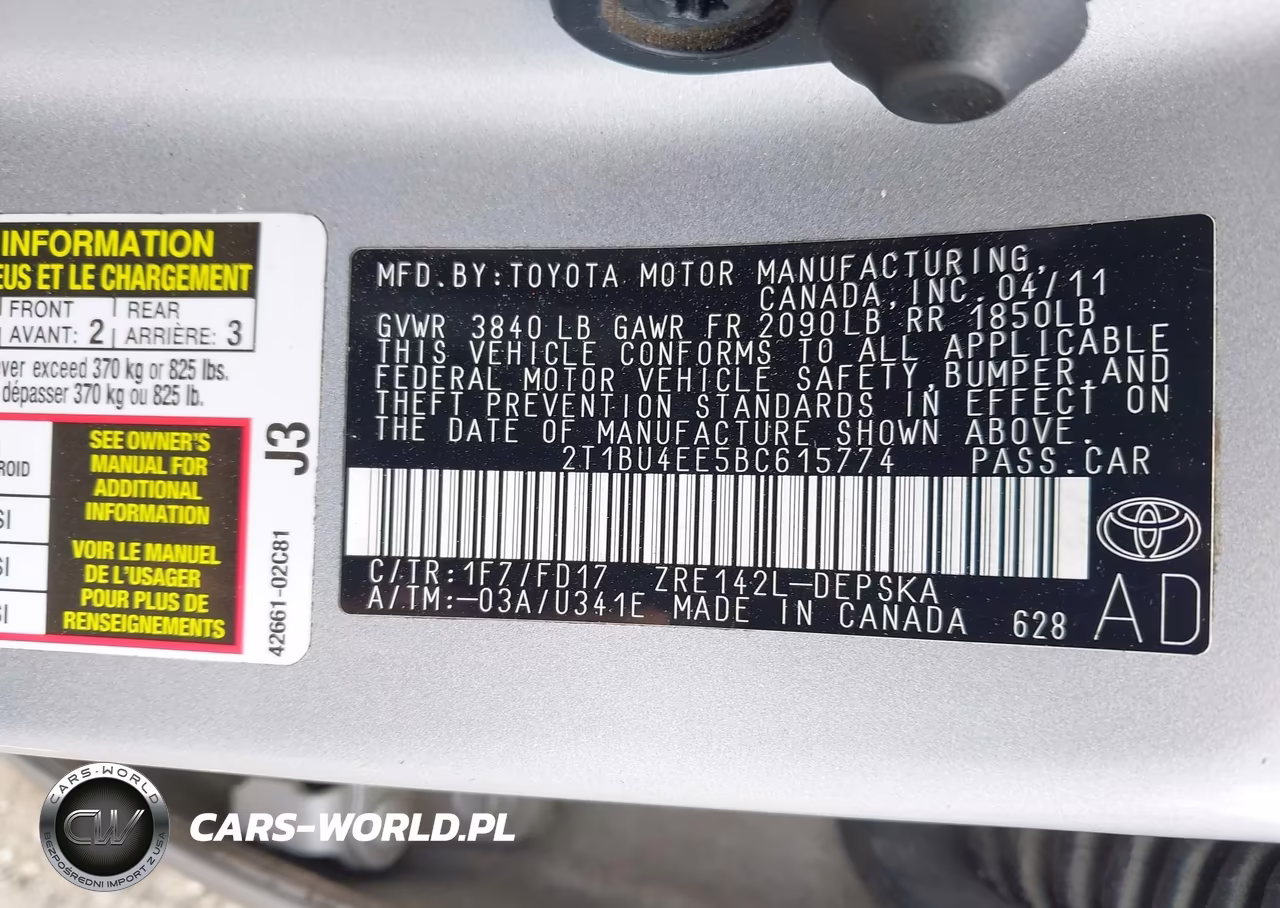 2011 Toyota Corolla S VIN:2T1BU4EE5BC615774 - 9