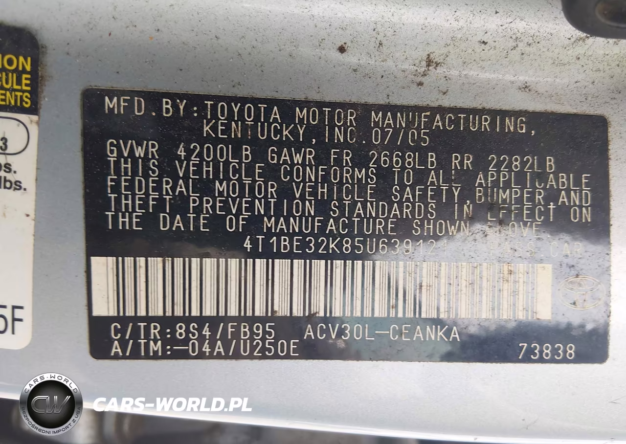 2005 Toyota Camry Le VIN:4T1BE32K85U639121 - 9