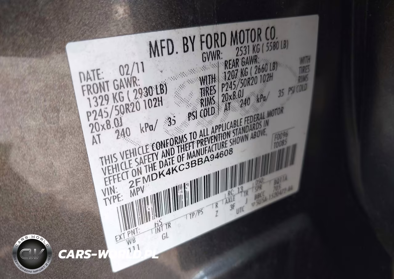 2011 Ford Edge Limited VIN:2FMDK4KC3BBA94608 - 9