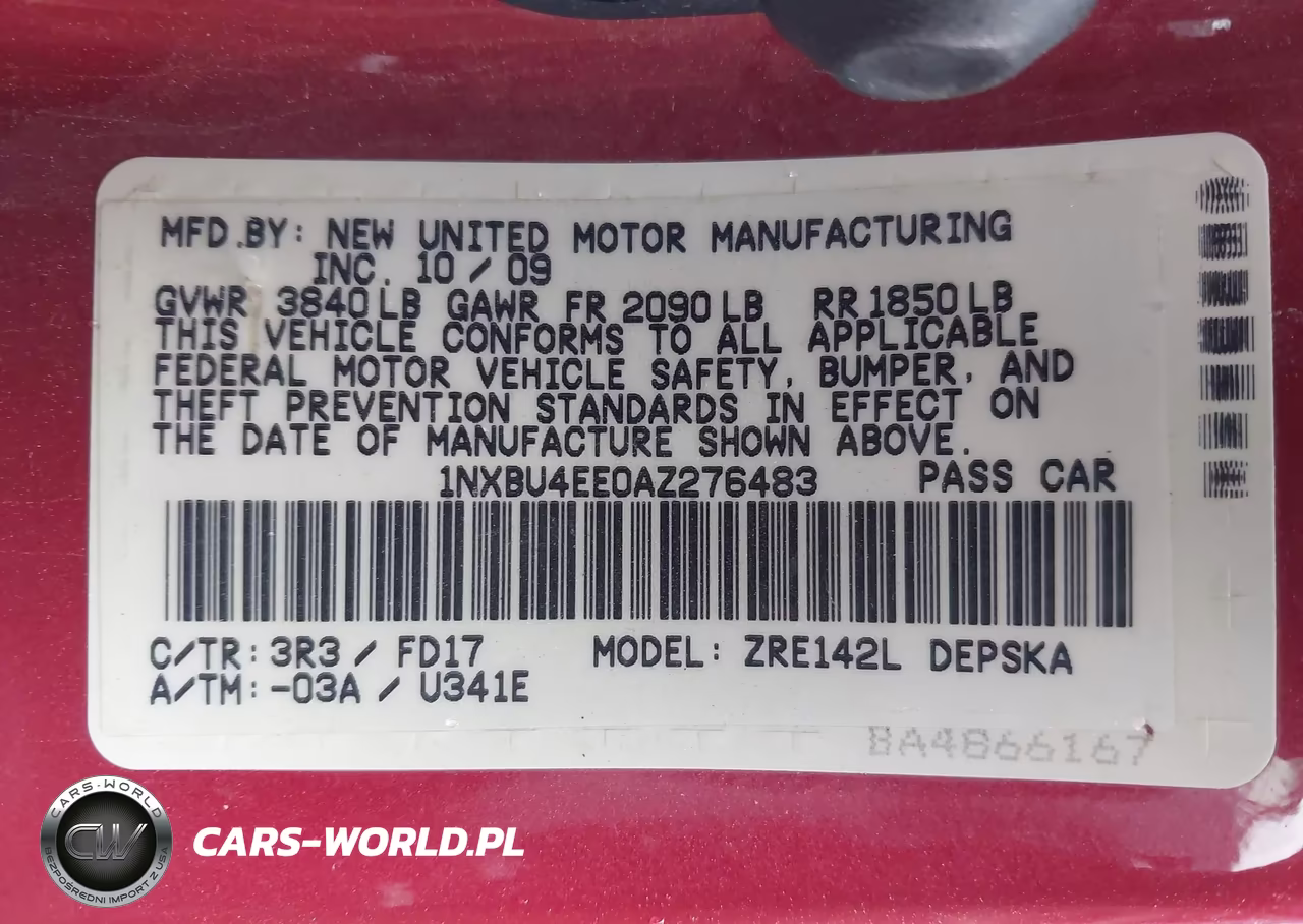 2010 Toyota Corolla S VIN:1NXBU4EE0AZ276483 - 9