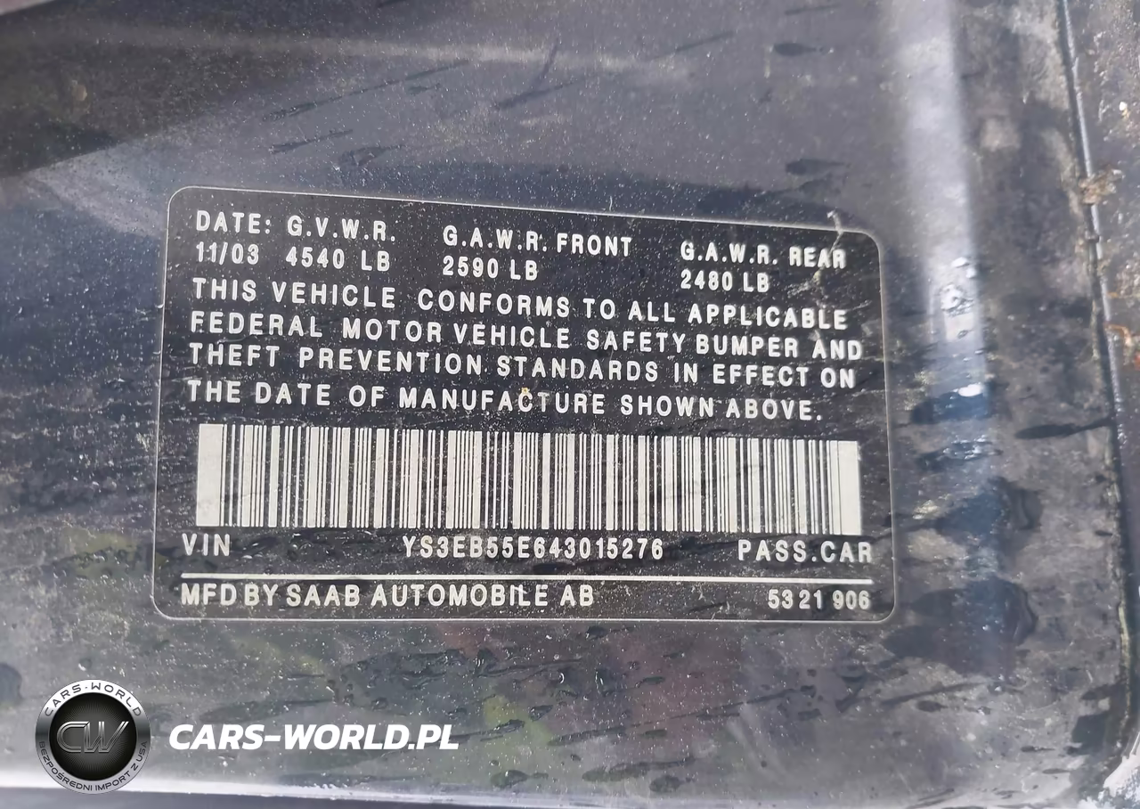 2004 Saab 9-5 Linear VIN:YS3EB55E643015276 - 9