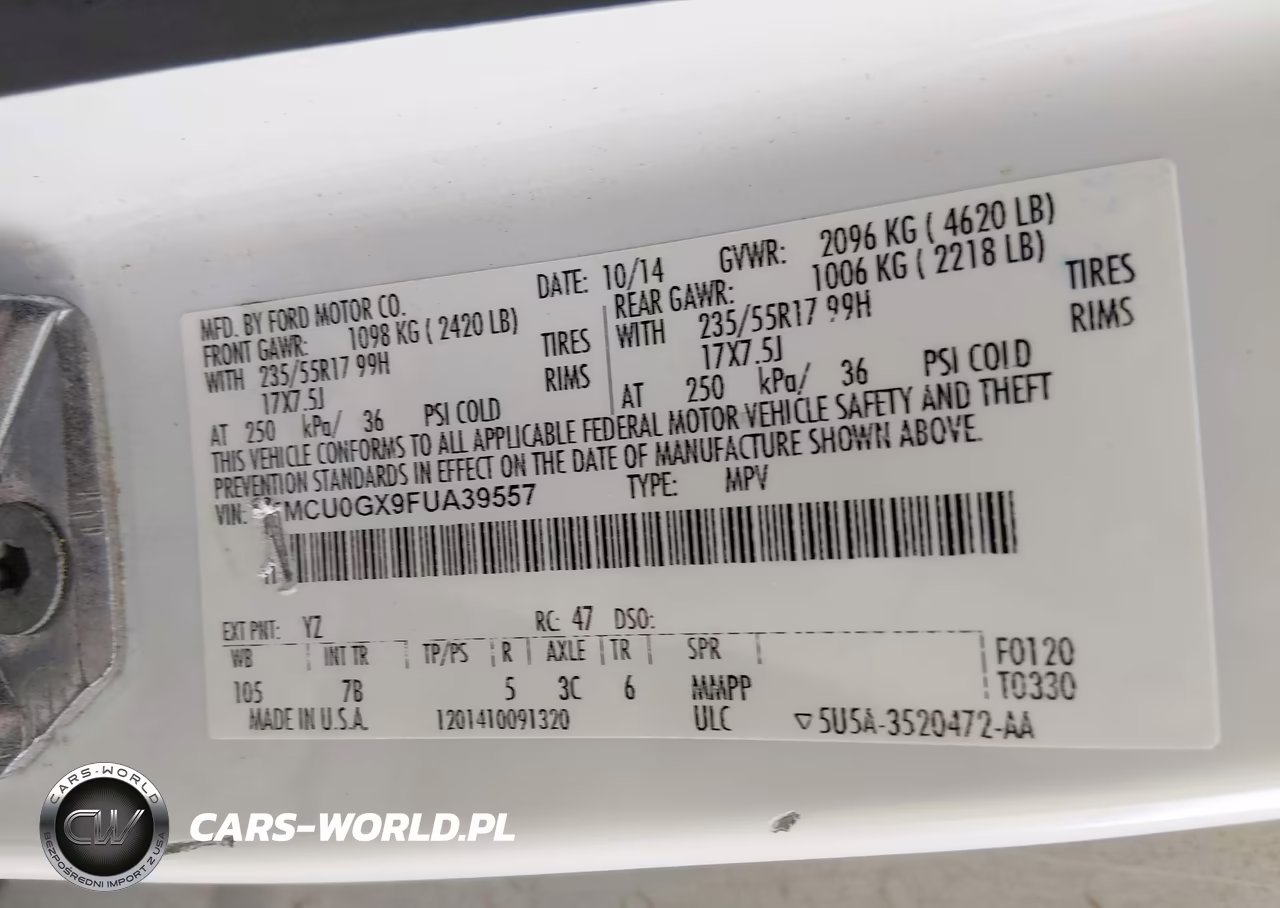 2015 Ford Escape Se VIN:1FMCU0GX9FUA39557 - 9