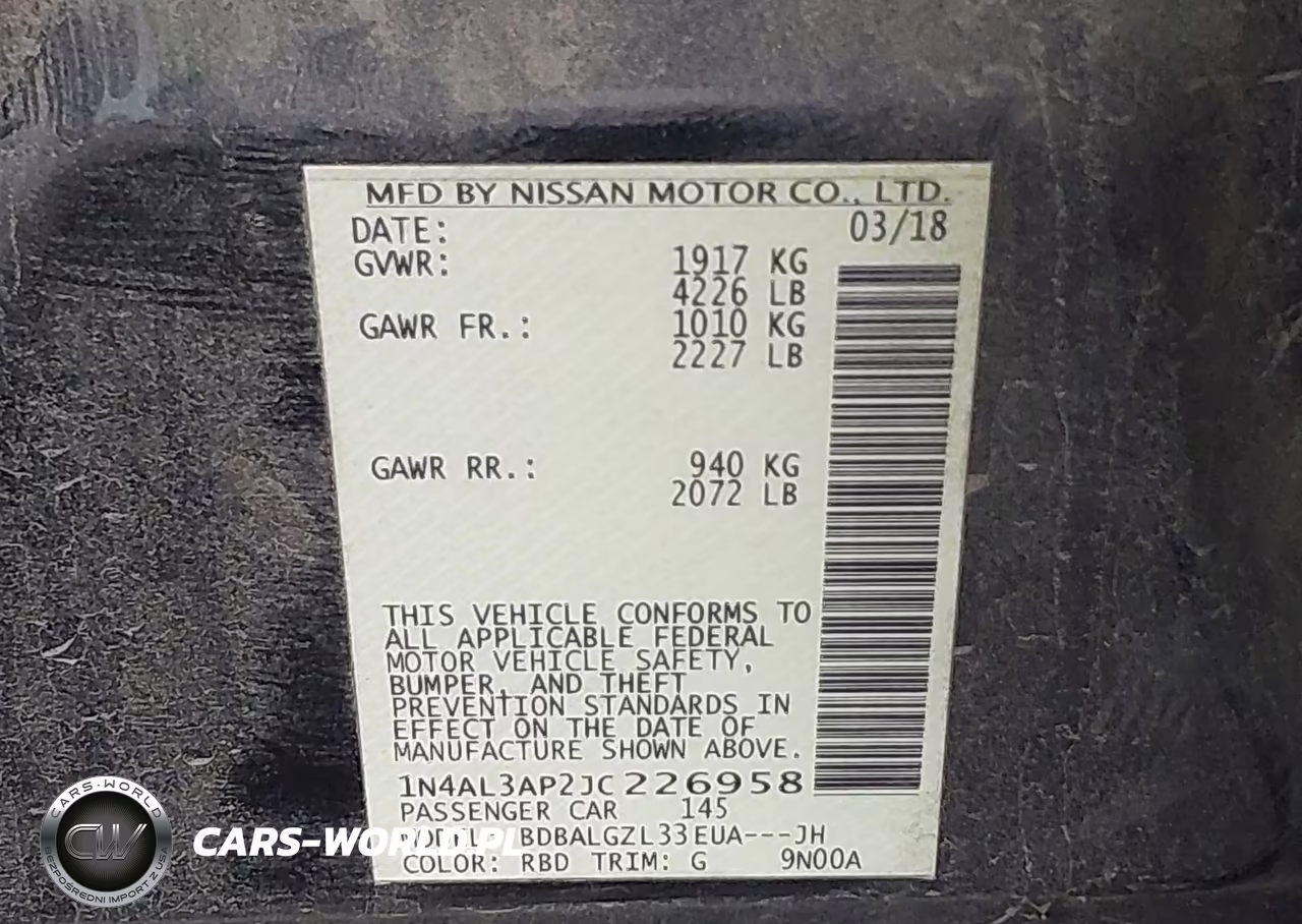 2018 Nissan Altima 2.5 S VIN:1N4AL3AP2JC226958 - 9