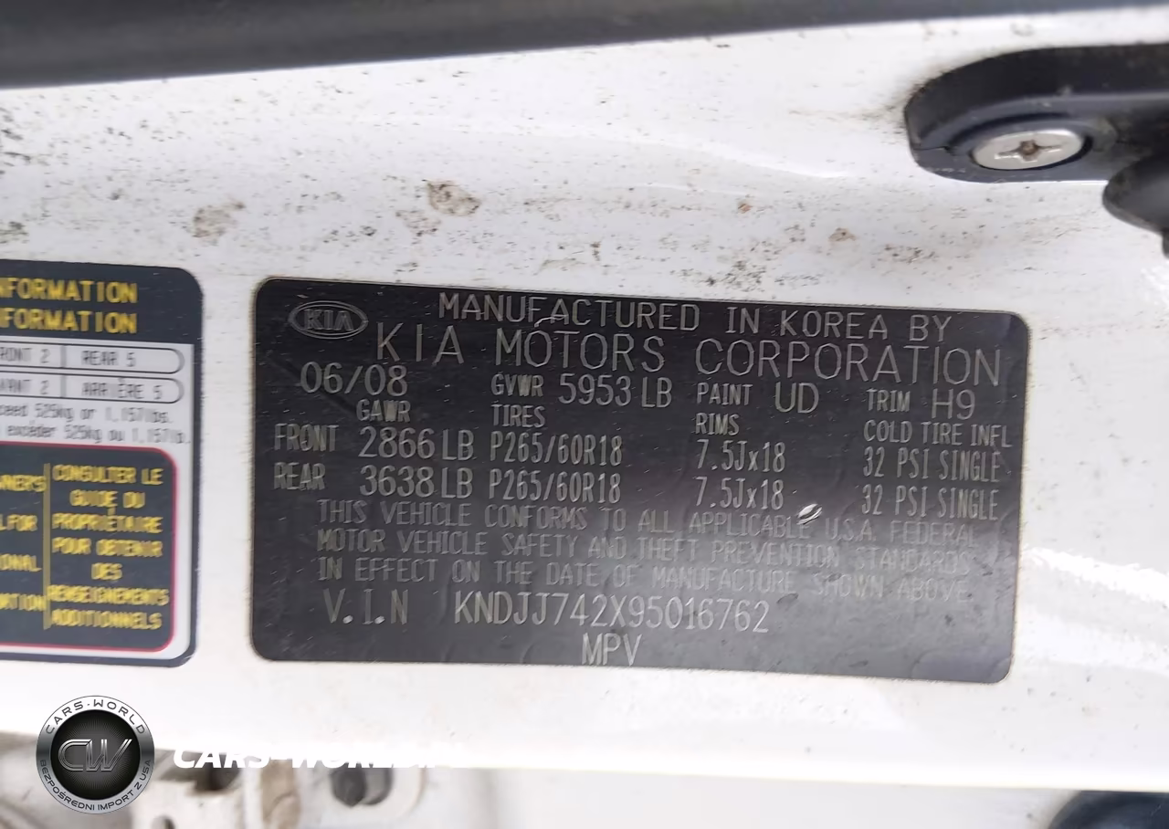 2009 Kia Borrego Ex V8 VIN:KNDJJ742X95016762 - 9