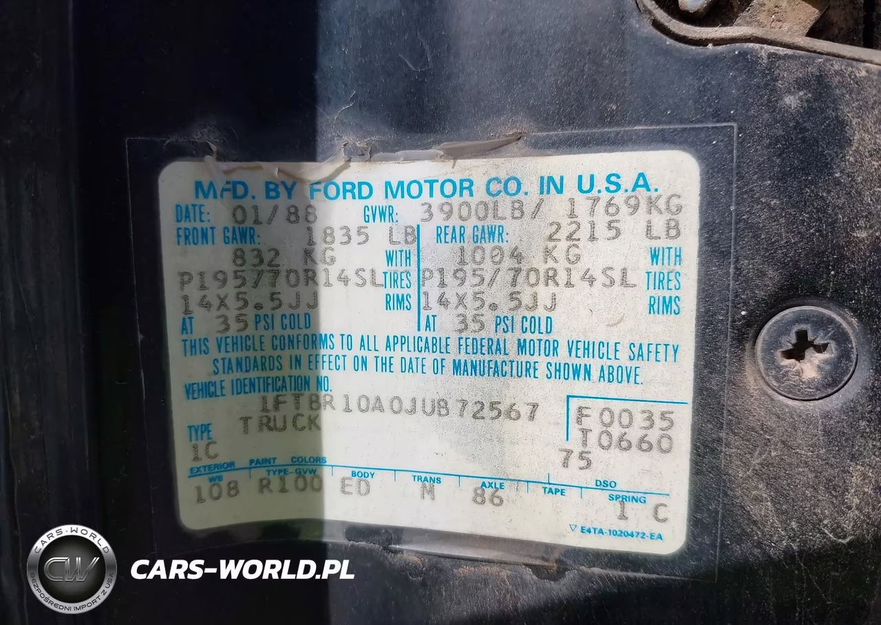 1988 Ford Ranger VIN:1FTBR10A0JUB72567 - 9