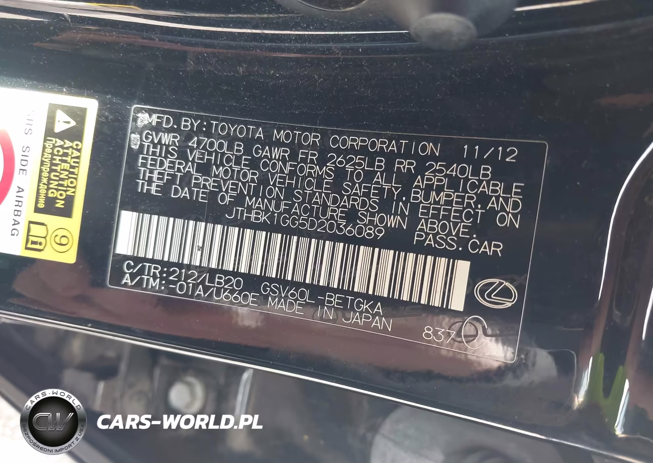 2013 Lexus Es 350 VIN:JTHBK1GG5D2036089 - 9