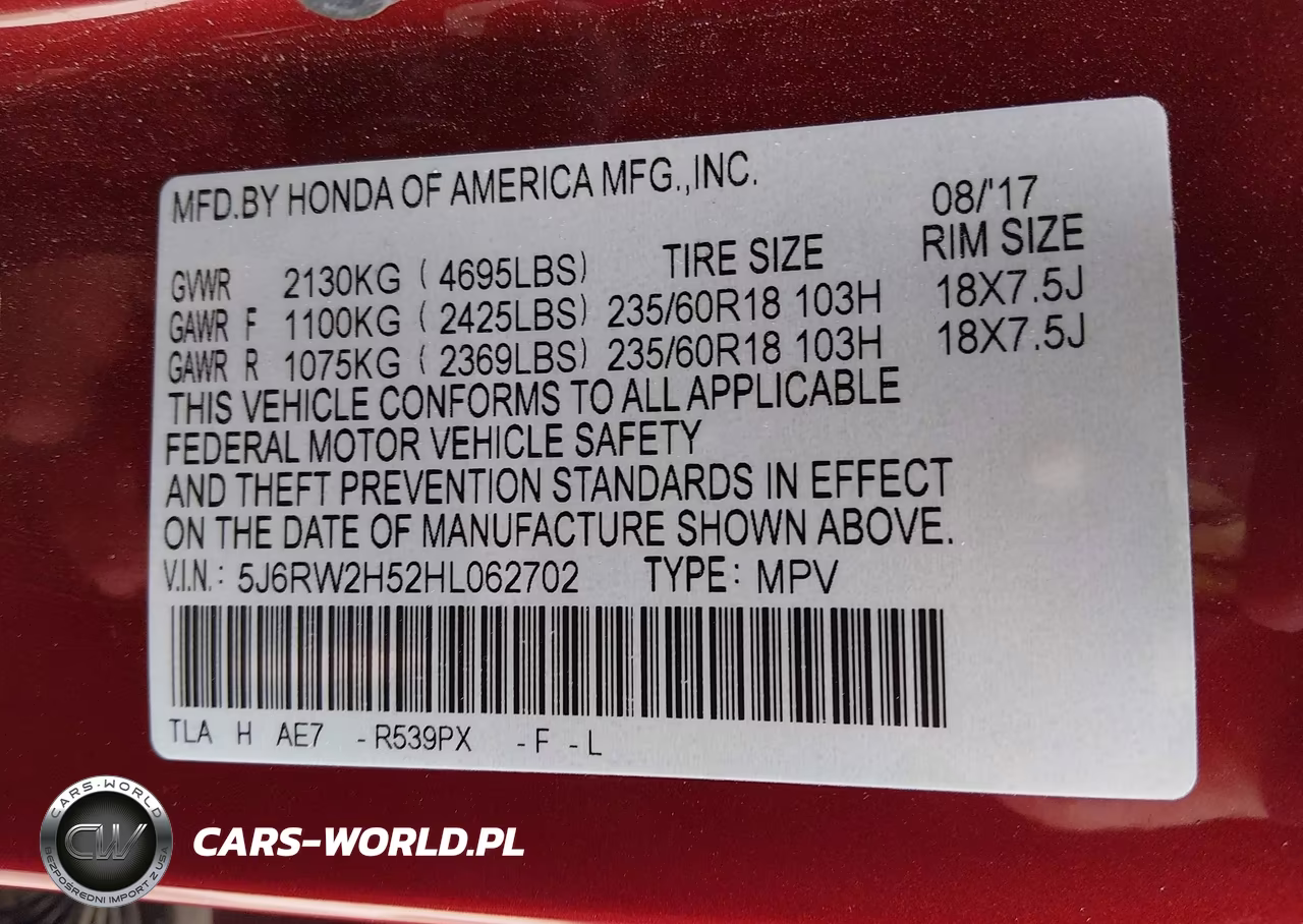 2017 Honda Cr-V Ex VIN:5J6RW2H52HL062702 - 9