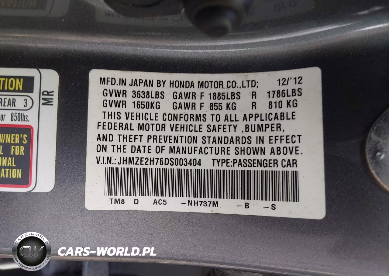 2013 Honda Insight Ex VIN:JHMZE2H76DS003404 - 9