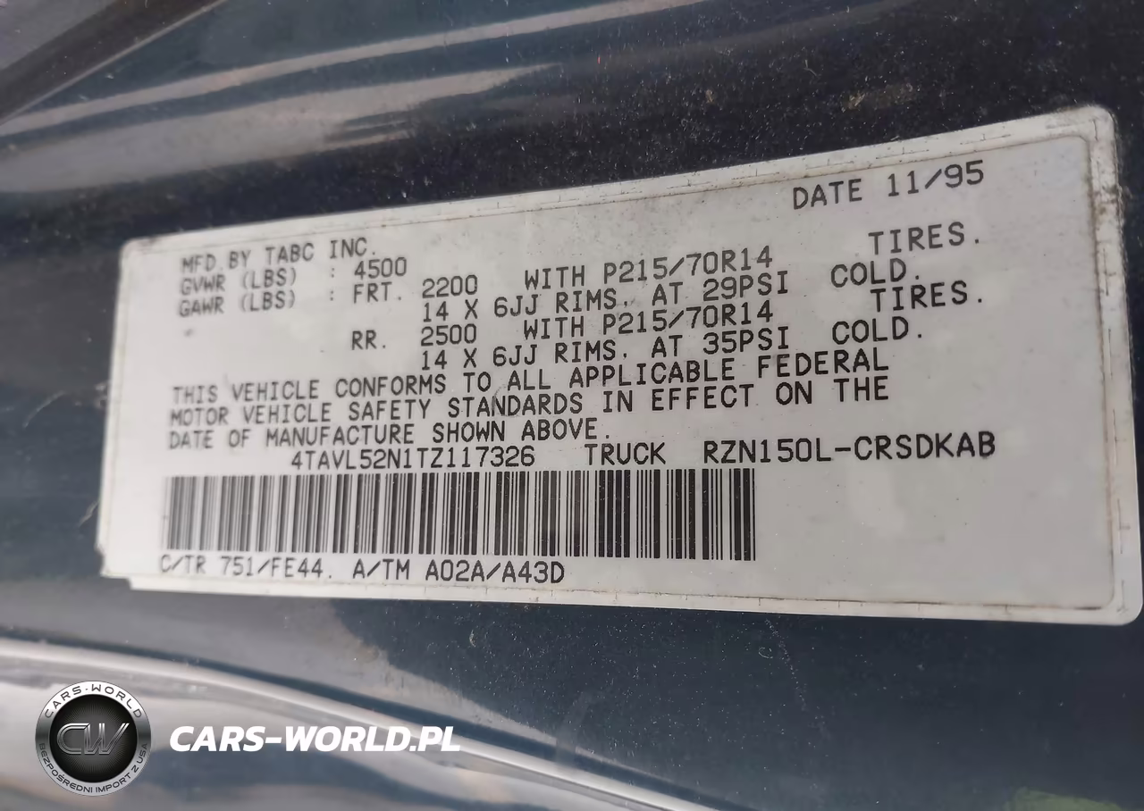 1996 Toyota Tacoma Xtracab VIN:4TAVL52N1TZ117326 - 9
