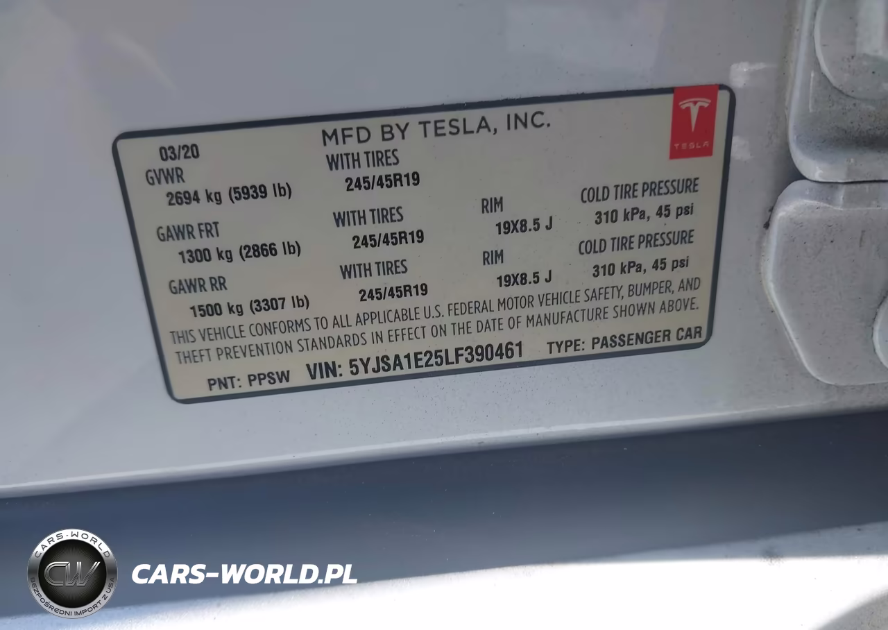 2020 Tesla Model S VIN:5YJSA1E25LF390461 - 9