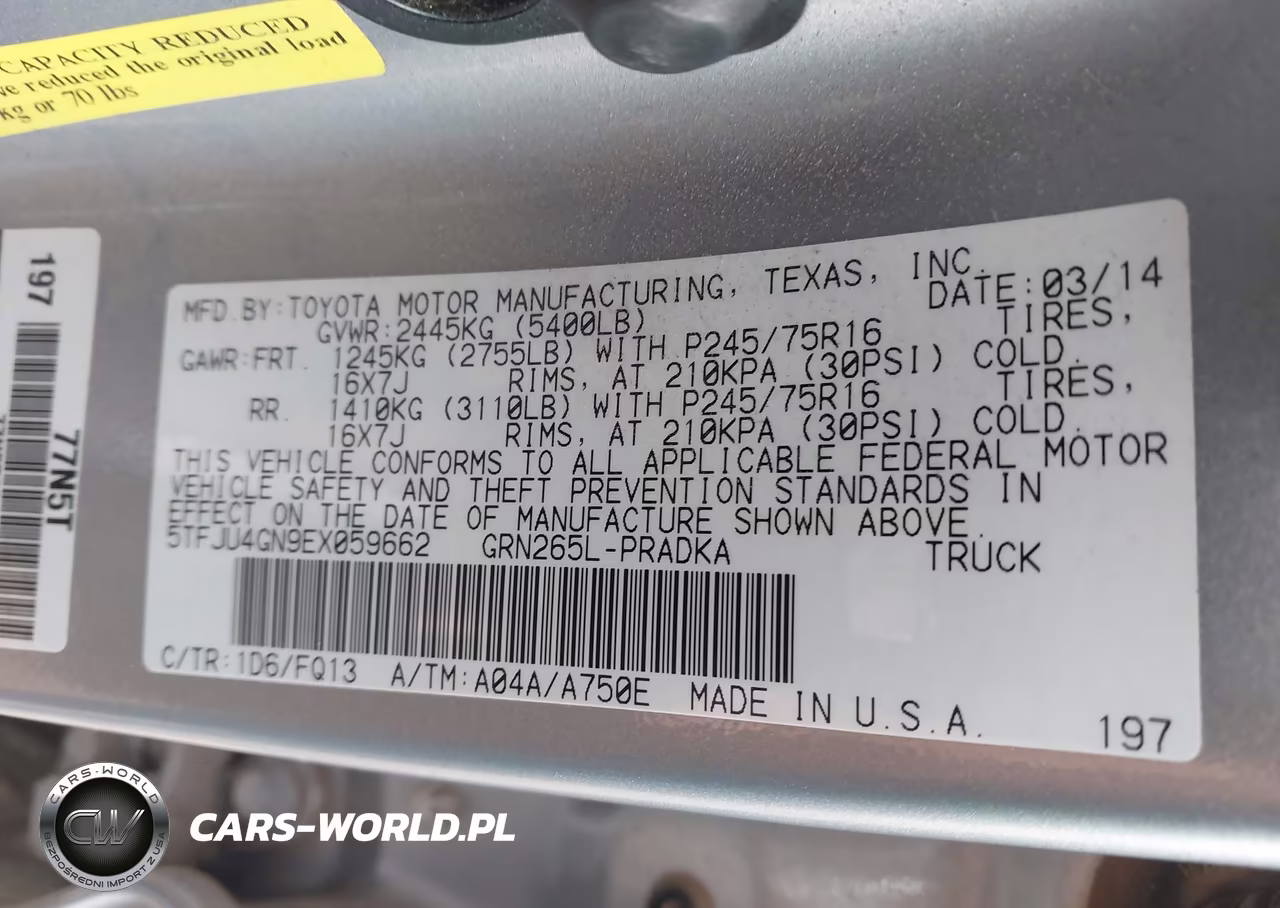 2014 Toyota Tacoma Prerunner V6 VIN:5TFJU4GN9EX059662 - 9