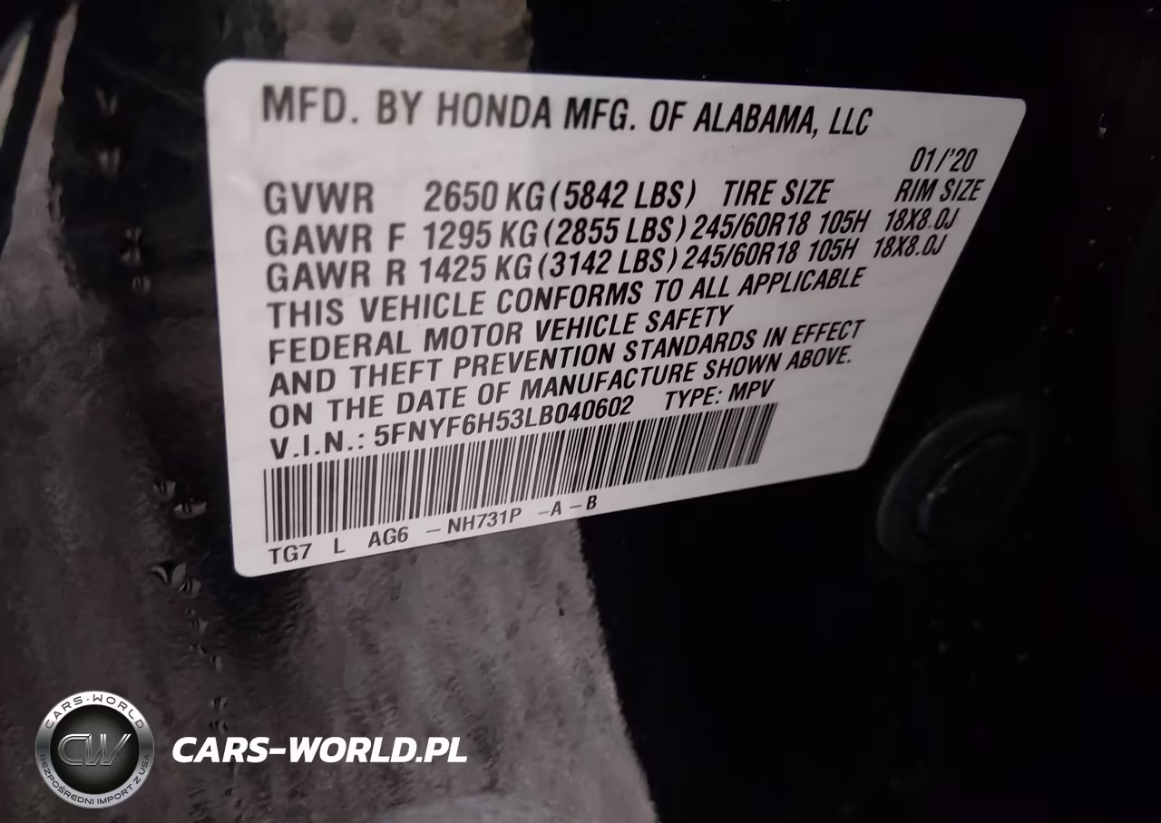 2020 Honda Pilot Awd Ex-L VIN:5FNYF6H53LB040602 - 9