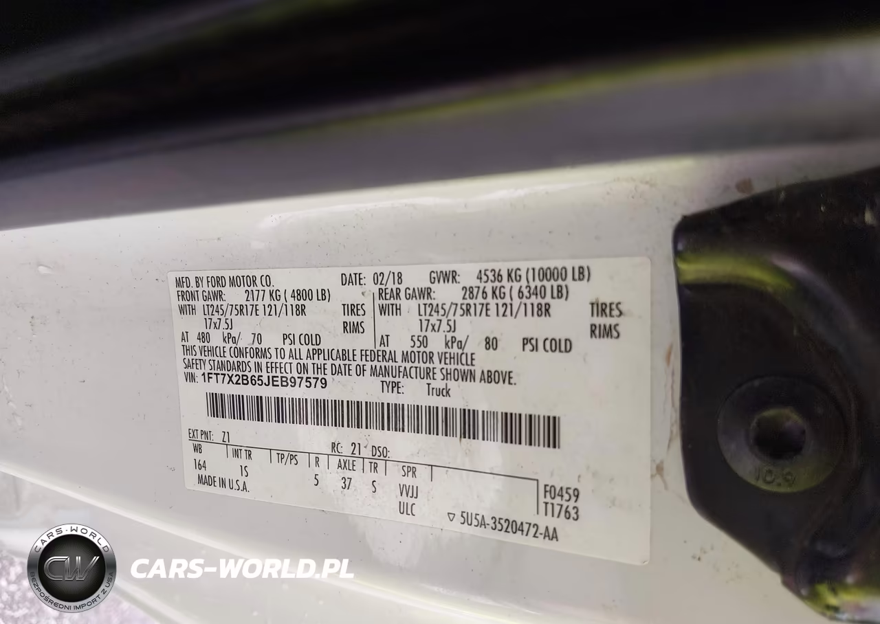 2018 Ford F-250 Xl VIN:1FT7X2B65JEB97579 - 9