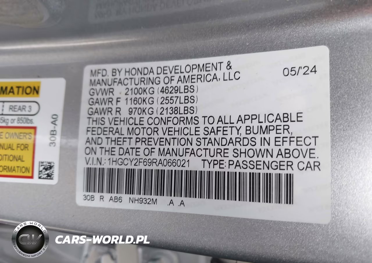 2024 Honda Accord Hybrid Ex-L VIN:1HGCY2F69RA066021 - 9