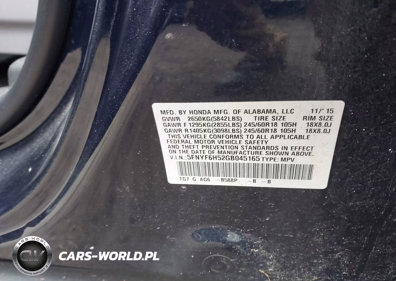 2016 Honda Pilot Ex-L VIN:5FNYF6H52GB045165 - 9