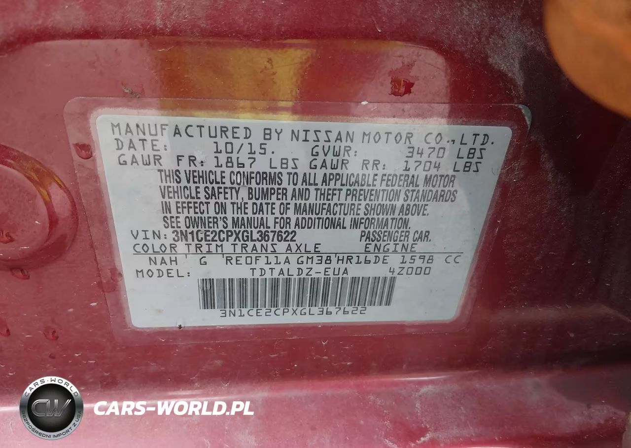 2016 Nissan Versa Note S (Sr)-S Plus-Sl-Sr-Sv VIN:3N1CE2CPXGL367622 - 9