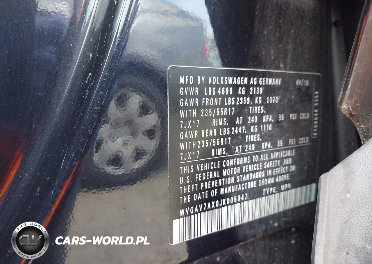 2018 Volkswagen Tiguan Limited 2.0T VIN:WVGAV7AX0JK005047 - 9
