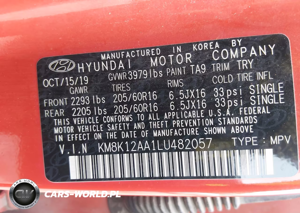 2020 Hyundai Kona Se VIN:KM8K12AA1LU482057 - 9