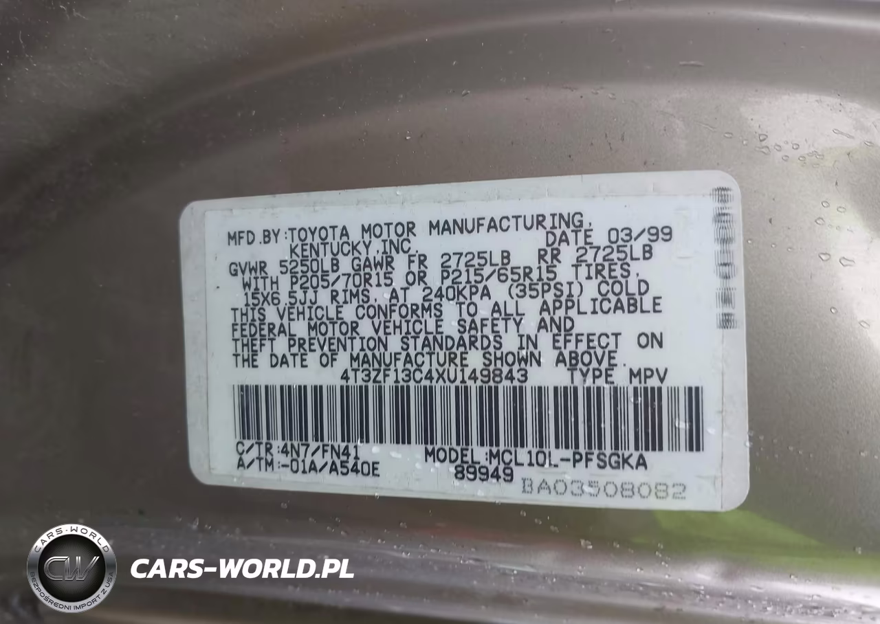 1999 Toyota Sienna Le VIN:4T3ZF13C4XU149843 - 9